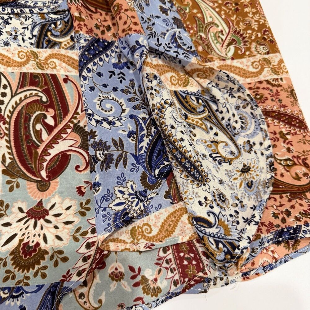 Rose & Olive Womens Oversized Patchwork Button Up Top Size 2X Paisley Boho Loose - Picture 8 of 8